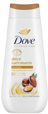 Dove Bagnoschiuma Dolce Nutrimento, Bagnodoccia Idratante, Formula Delicata sul Microbioma della Pelle, con Agenti Idratanti Vegetali, Senza Solfati SLES, Bagnodoccia Uomo e Donna, 225 ml