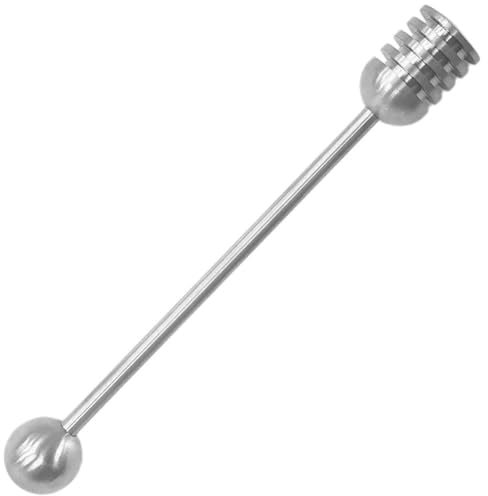 Zghhc Honey Dipper Stainless Steel Honey Round Beads Stirrer Spoon Stirring Rod Mixing Stick Tool for Honey Jam Jar Dispense