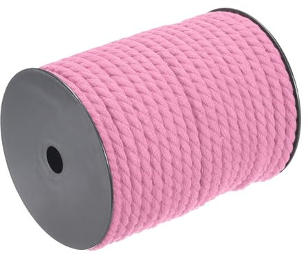 QUARKZMAN Baumwollseil 3 Strang Gedrehtes Geflochtenes Seil, Pink 40m/47 Yard 8mm Durchmesser für Wanddekoration, Pflanzenaufhängung, Stricken, Makramee-Knoten
