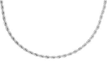 Fossil Herrhalsband i läder med hummerlås, Silver stål