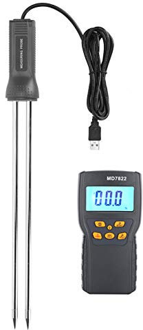 Misuratore di Umidità Digitale, Dispositivo di Prova Dell'umidità con Display LCD Misuratore Portatile di Temperatura Dell'umidità con Sonda Lunga per Grano, Frumento, Riso, Mais