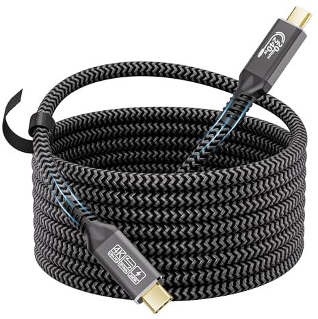 CAKOBLE Cavo USB Type-C 5 metri, USB 3.2 Gen2 20 Gbps [PD3.1 48V/5A] Cavo Ricarica USB C,5K/4K@60Hz Cavo USB C USB C 240W Per i-Phone 15 Pro/Max, SSD, computer portatili,monitor, USB-C Hub