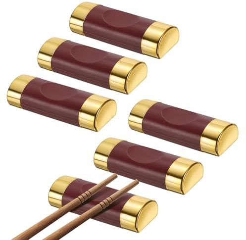 sourcing map Lot de 6 repose-baguettes en fibre de verre et polypropylène - En forme d'oreiller - Pour comptoir, cuillère, fourchette, couteau - Décoration de table - Bordeaux doré
