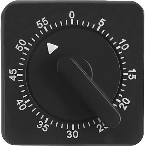 Korttidsmätare, mekanisk kökstimer, äggklocka 60 minuter, timer med högt larm för matlagning, sport, studier (svart)