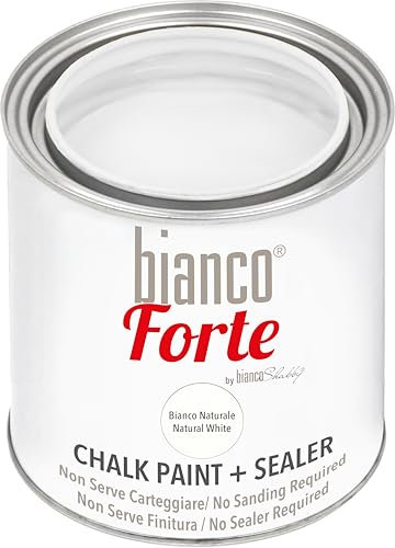 Bianco Forte - Bianco Naturale - (250ml) Vernice a Gesso con Finitura/Protettivo 2-in-1: Chalk Paint Super Resistente per Mobili, Pareti e Porte – Asciugatura Rapida, Interni/Esterni, Opaca