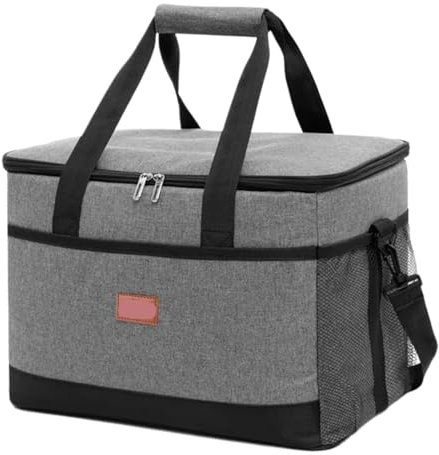 MAQDDO Isolierte Kühlbox 32L weiche Kühltasche mit hartem Innenfutter, große isolierte Picknick-Lunch-Tasche, Kühltasche for Camping, Grillen, Familien-Outdoor-Aktivitäten Kühltaschen Boxen(Gray)