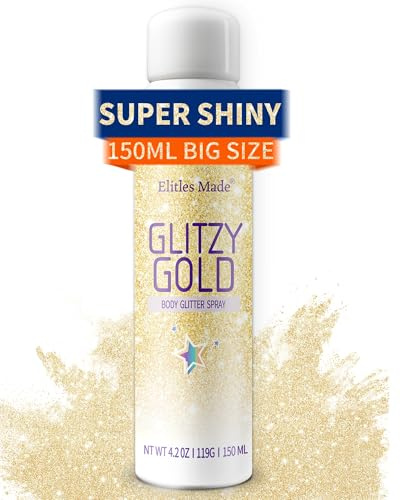 Elitles Made Body Glitter Glitzer Haarspray,150ML Glitzer Spray Haare und Körper,Gold Glitter Spray Body Glitzerspray for Haare Basteln Kleidung