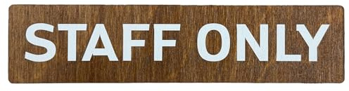 Panneau de plaque Staff Only Privé en bois couleur noyer foncé auto-adhésif 180 x 43 x 3 mm
