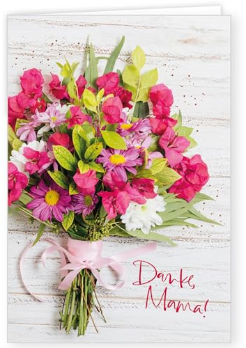 PremiumLine Glückwunschkarte zum Muttertag | 1 Stück mit Umschlag | Muttertagskarte mit Spruch Danke, Mama! | Klappkarte | Grußkarte 11,5 x 17 cm