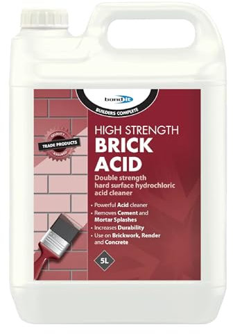 5L BOND-IT High Strength Brick Acid Cleaner CONCRETE MORTAR PATIO OIL Light, 6% Hydrochloric Acid Remove Oil Stains And Grease From Tiles, Paving and Brickwork & Patio Cleaner