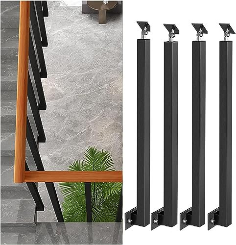 Adjustable 4 Pcs Hand Rail Set for Stairs, Porch & Deck – Space-Saving Side Mount Railing Pillar for Staircase, Loft, Apartment, Kitchen & Hallway (Height: 90cm/35.4in)