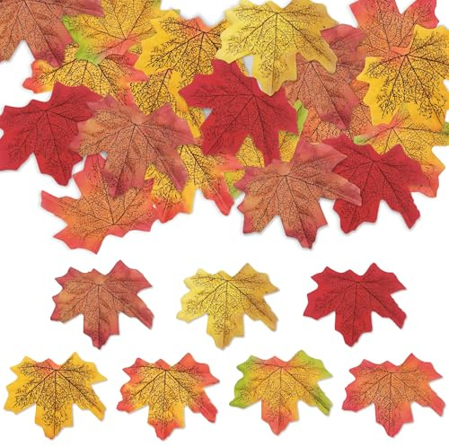 YiiHHooN Hojas Otoño, 350 Piezas de Hojas Artificiales de Arce, Ramas de Hojas de Arce Artificial Decoración de Otoño para Halloween Acción de Gracias Bodas y Decoración Otoñal