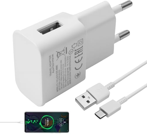 USB Ladegerät mit 1m Ladekabel USB C Schnellladekabel Netzteil 15 W Typ C Ladegerät Für Samsung Galaxy A50 A72 A42 A14 A13 A15 A12 A10e A32 S24 S23 S22 S8 S8+ S9+ S10 S10e Note10 9 8