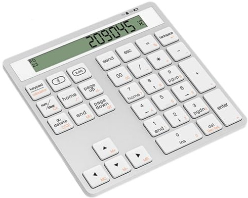Aboiled Pavé numérique sans fil Bluetooth Calculatrice Clavier Ergonomique Bluetooth Double calculatrice 2 en 1 Portable