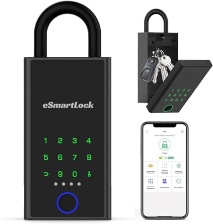 Smart Schlüsselbox mit Zahlencode und Fingerabdruck eLinkSmart Bluetooth Lock Box, IP65 Wasserdicht, Wandmontage, Türaufhängung, geeignet für Haus, Wohnung Version 2025
