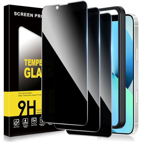 ZhuoFan 3 Pezzi Privacy Pellicola Protettiva per iPhone 13,Anti Spy Vetro Temperato per iPhone 13 con Strumento Installazione 9H Durezza Anti Spia Vetrino Protettivo