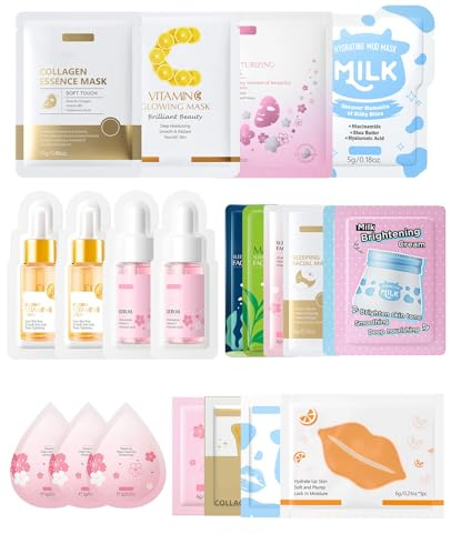 hommova 21 Pcs Face Masks Skincare Set, Hydrating Face Mask for Women & Men