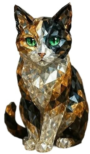 Estatua de animal para el hogar, figura de gato de cristal, estatua de gato de resina, esculturas de animales de cristal, figuras realistas para decoración del hogar, sala de estar, oficina y colecci