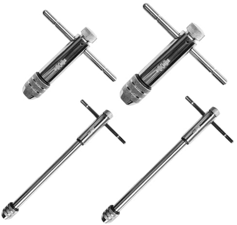 Xnuiasqe Llave de Macho de Roscar con Trinquete y en T Ajustable, Soporte Manual, Llave de Escariador, Macho de Roscar en Forma de T Métrico, M3-M8, M5-, Roscado Manual
