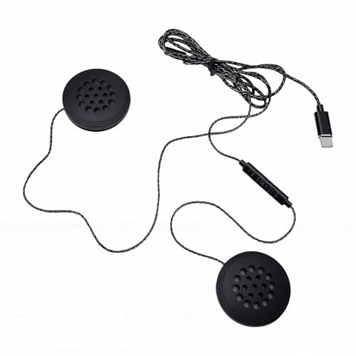 Ausla Auriculares para Casco con Cable para Motocicleta, Auriculares para Casco ABS con Cable de 1,2 M, Micrófono de Sonido Estéreo, Control de Volumen en Línea, para Motocicleta con para Llamadas de