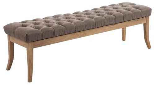 CLP Taburete Pie De Cama Ramses En Tela | Banqueta Altura De Asiento: 46 cm | Banco De Entrada con Base En Madera Clara Antigua I Color:, Color:Gris Pardo, Tamaño:150 cm