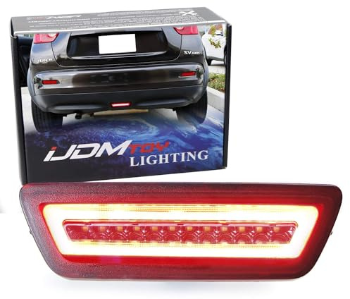 iJDMTOY Red Lens 3-in-1 LED Rear Fog Light Compatible with Nissan 2011-14 Juke, 2014-16, 2015-24 Murano, Red LED Running Light For Tail Brake Lamp & White LED Backup Reverse Light