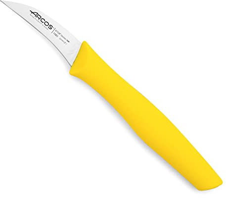 Arcos Coltello per Sbucciare le Patate in Acciaio Inossidabile per Cucina Professionale, Manico Ergonomico in Polipropilene, Lama 60 mm, Giallo, Serie Nova