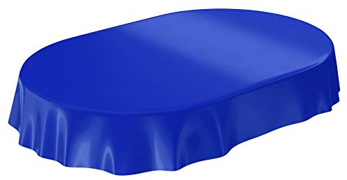 Wachstuchtischdecke Wachstuch abwaschbare Tischdecke Uni Glanz Einfarbig Dunkelblau Eingefasst Oval 140 x 200cm