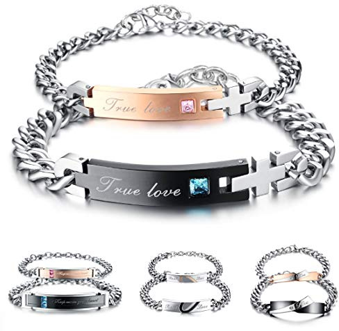 Kim Johanson Edelstahl Pärchen Armbänder *Verschiedene Motive & Farben* in Roségold, Gold & Silber Freundschaftsarmband, Geschenk, Schmuck für Paare inkl. Schmuckbeutel