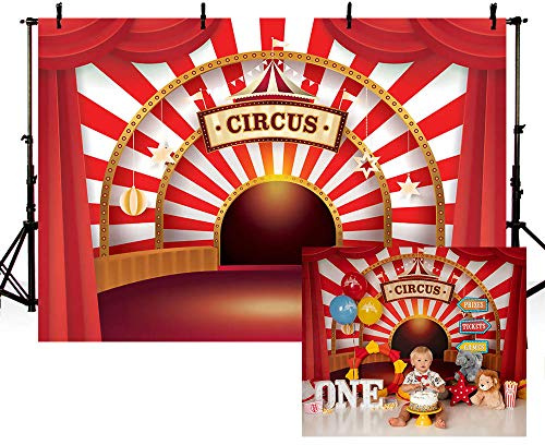 MEHOFOND, sfondo rosso per tenda da circo, 2,1 x 1,5 m, ideale per la fotografia di compleanno, carnevale e notte a tema, decorazioni per feste di nascita, foto e sfondo per torte