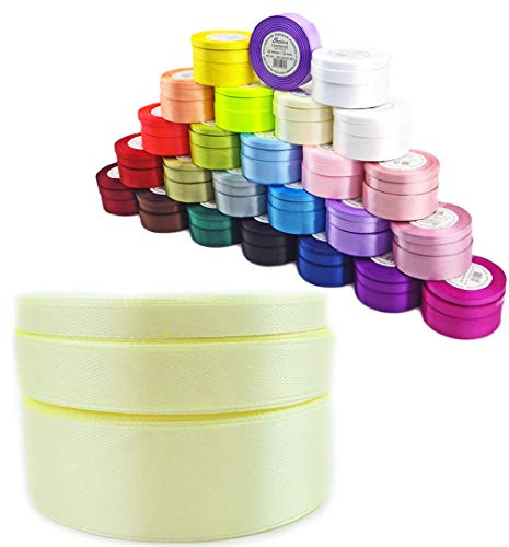 Sepkina Satinband Schleifenband Dekoband Band Bastelband Geschenkband Nähband Zierband Satin Creme Ivory Champagner 25mm 0,27€/M (Creme, 25)