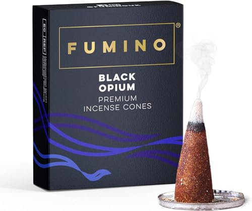 Fumino Räucherkegel mit frischem Duft Schwarzes Opium – 1 Box à 15 Kegel Masala Agarbatti Räucherkerzen Klein - Duft für Entspannung, Meditation, Linderung bei Stress und Angstzuständen