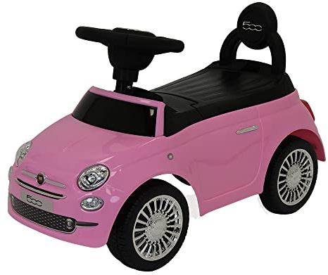 Bandits & Angels Rutschauto FIAT 500 Retro Pink ab 1 Jahr für Mädchen – Rosa Rutschauto für Kinder – mit Hupe – für drinnen und draußen