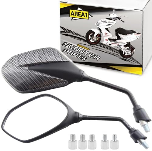 Area1 Set di specchietti per moto/Marchio di Omologazione E / 2xM10 destro, 2xM8 destro, 1xM10 sinistro, 1xM8 sinistro/adatto per Aerox, Aerox 4, Aerox R (V51)