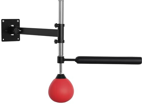 HOMCOM Bola de Velocidad de Boxeo Punching Ball 79x72x20 cm Negro y Rojo | Montado en Pared, Altura Ajustable, con Barra Giratoria e Inflador, para Adultos y Adolescentes
