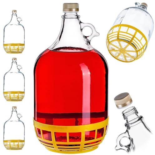 KADAX Lot de 3 bonbonne en Verre 5L – Ballons de Fermentation pour vin, bière & cidre
