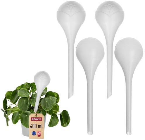 Browin Boules d'irrigation pour Plantes - Arrosage dosé - Système d'arrosage Automatique pour Plantes - Kits d'irrigation Goutte à Goutte (4 pièces, Blanc)