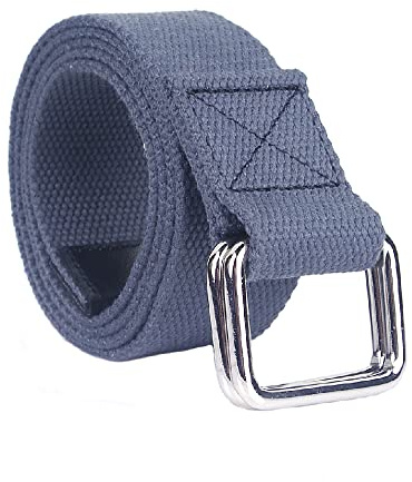 SEIWEI Cinturón de lona trenzada de 110 cm con hebilla de doble anillo, cinturón elástico ajustable para hombres y mujeres, gris oscuro, 110 cm