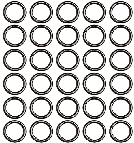 30 Stück Runde Karabinerhaken,28mm Schwarz Runde Karabiner,Schlüsselringe,Karabiner Ring,für Bastelarbeiten und Taschenzubehör