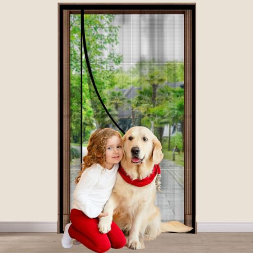 LATRAT MagnetFliegengitter Tür Robustes Fiberglas Insektenschutz Balkontür Magnetvorhang Mückenschutz Tür Kellertür und Terrassentür, Magnetvorhang ohne Bohren, Nicht Kürzbar (95X205cm)