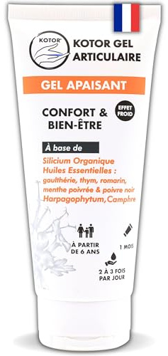 KOTOR GEL ARTICULAIRE | Soulage les Inconforts Articulaires & Musculaires | Silicium + Harpagophytum + Camphre + Gaulthérie + Thym + Romarin + Poivre Noir + Menthe Poivrée | 100ML | France