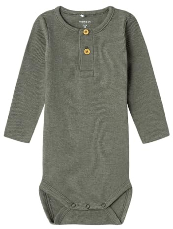 NAME IT Baby - Jungen Nbmkab Ls Body Noos, Dusty Olive/Detail:melange, 86