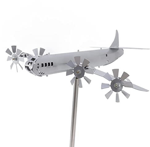 Yosoo Health Gear B-29 Superfortress Windspiel, Flugzeug-Windskulptur, Spinner-Windmühlen, Flugzeug-Windmühle aus Edelstahl für Garten, Hof, Terrasse, Außendekoration