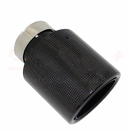 Auto Auspuff Endrohr Auto glänzende Kohlefaser-Auspuffanlage, Schalldämpfer, Rohrspitze, Curl, universelle schwarze Edelstahl-Schalldämpfer, Dekorationen Auspuffrohr Heckkehle ( Farbe : 77mm-114mm )