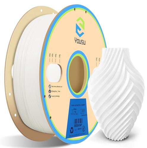 YOUSU Flexibles TPU-3D-Drucker-Filament, weißes TPU-Filament, 1,75 mm, 1 kg, Maßgenauigkeit +/- 0,03 mm, 95 A Shore-Härte und gute Schichtverbindungsleistung.