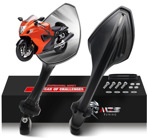 MZS Racing Motorcycle Mirrors, Foldable Fairing Rearview Side Mirror Compatible with GSXR 600 750 1000 / GSX1300R Hayabusa / ZX14 ZX14R ZX12R / CBR300R CBR500R CBR600RR / Bandit 650 1250 / GSX650F