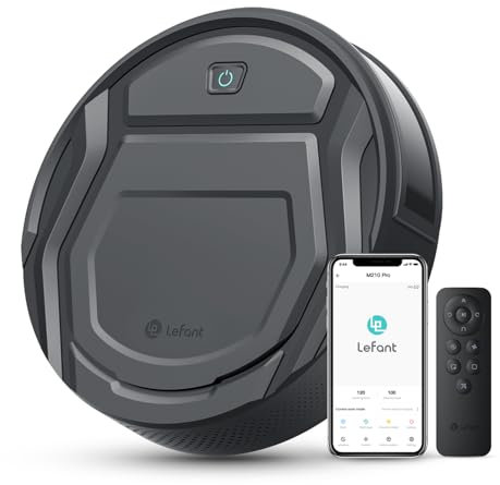 LEFANT M210P Robot Aspirador, 2200Pa de Succión, para Pelo de Mascotas, Cabello, Suelos, Polvo, Limpieza del Hogar, Autonomía de 120 min, 6 Modos de Limpieza, Wi-Fi/App/Alexa, Gris con Mando