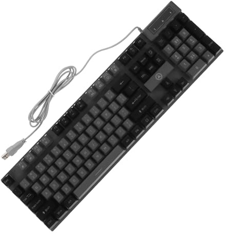 BESTonZON Clavier Gamer Filaire Mécanique Touches Ergonomique Rétroéclairé RGB USB Gris Noir Touches Translucides Durables Et Effets Lumineux Colorés pour Bureau Et Gaming