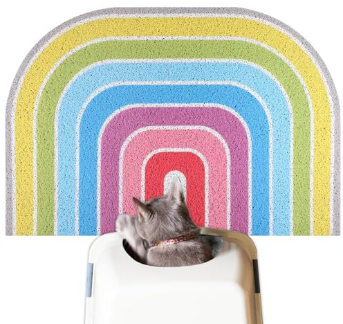 Katzenstreu Matte Katzenklo Matte XL 90x60 cm: Katzenklo Unterleger Groß, Waschbar Katzentoilettenmatten Rutschfest, Fallen Für Katzentoiletten Bunt