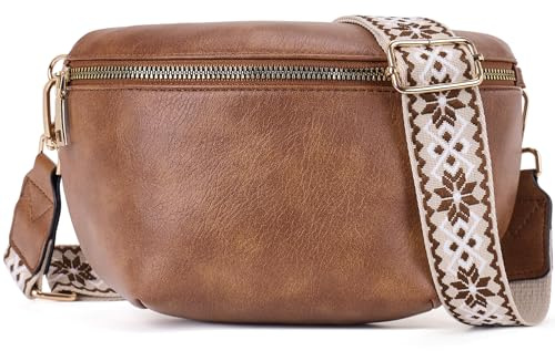 Roulens Borsa a Tracolla da Donna Alla Moda Marsupio in Pelle PU Morbida di Grande Capacità con Tracolla Larga Regolabile e Rimovibile